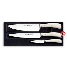 Набор из 3-х кухонных ножей Wuesthof Ikon Cream White 9601-0 WUS